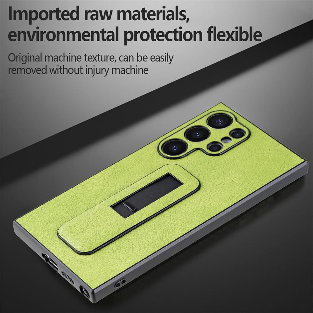 Push Pull Holder Case For Samsung S24 Ultra S23 Ultra S22 S21 Plus Leather Cover For Galaxy S24 Plus Matte Feeling Bracket Cover