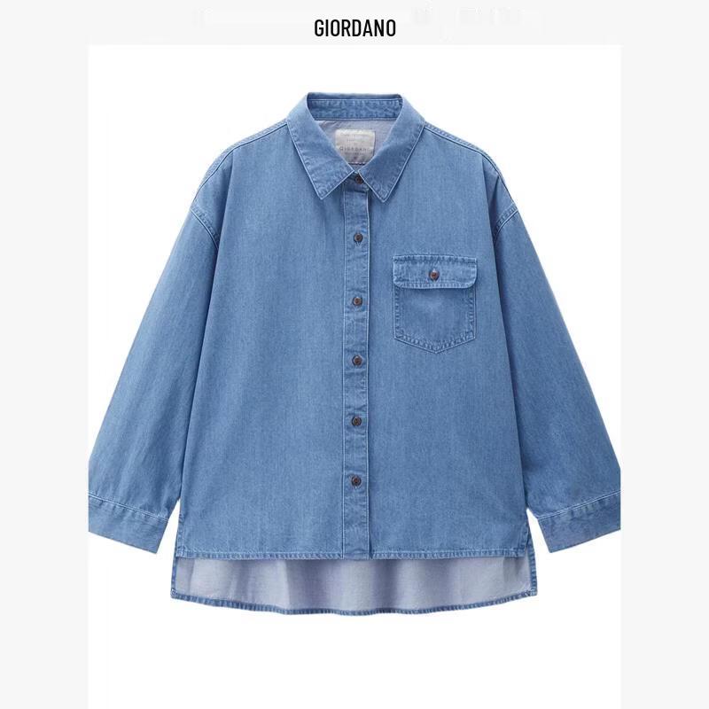 Giordano Women s Loose Fit Asymmetrical Hem Denim Jacket S