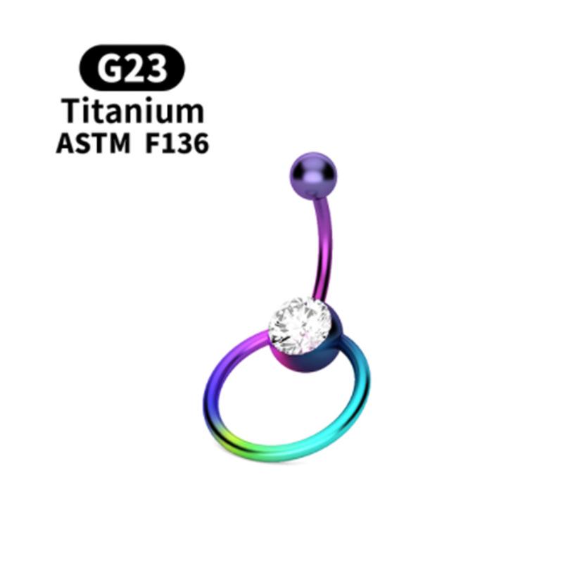 G23 Titanium Diamond Navel Ring - Captive Ball Belly Button Piercing 2023 New Titanium Alloy.
