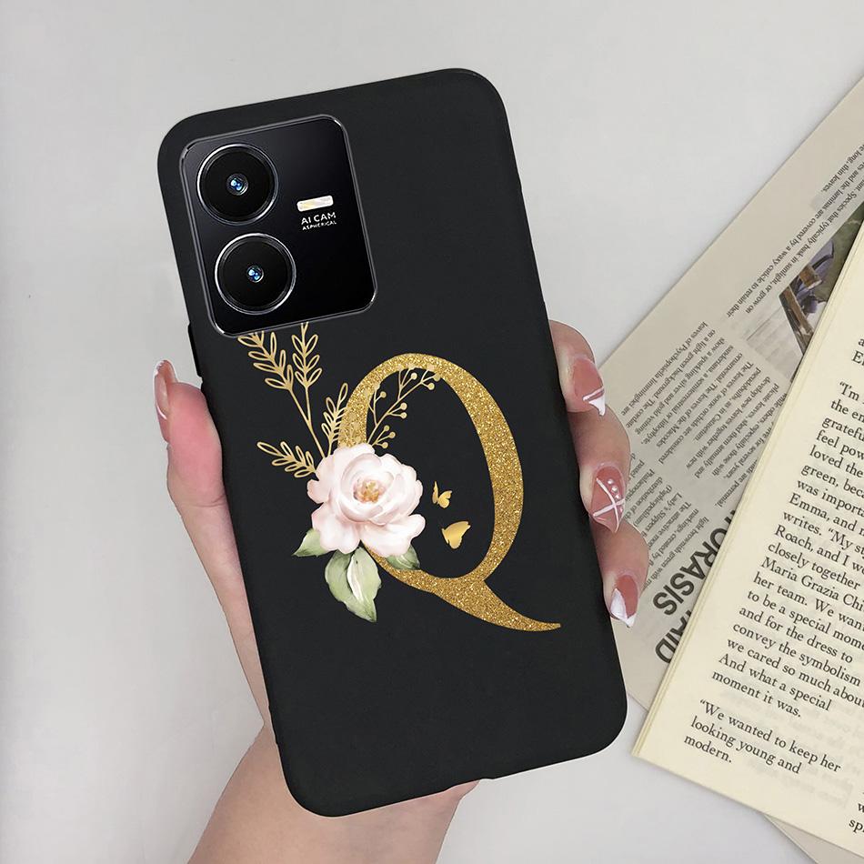 Flower Letters Case For Vivo Y22 2022 Y22S Matte Silicon Soft TPU Back Phone Cover For VivoY22 Y 22 22S Case Funda Bumper Shell
