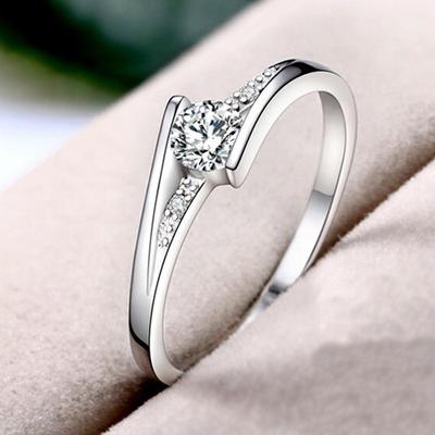 Jewelry White Tibetan Silver Rings For Women Round Zircon Crystal Ring Promise Engagement Wedding Band