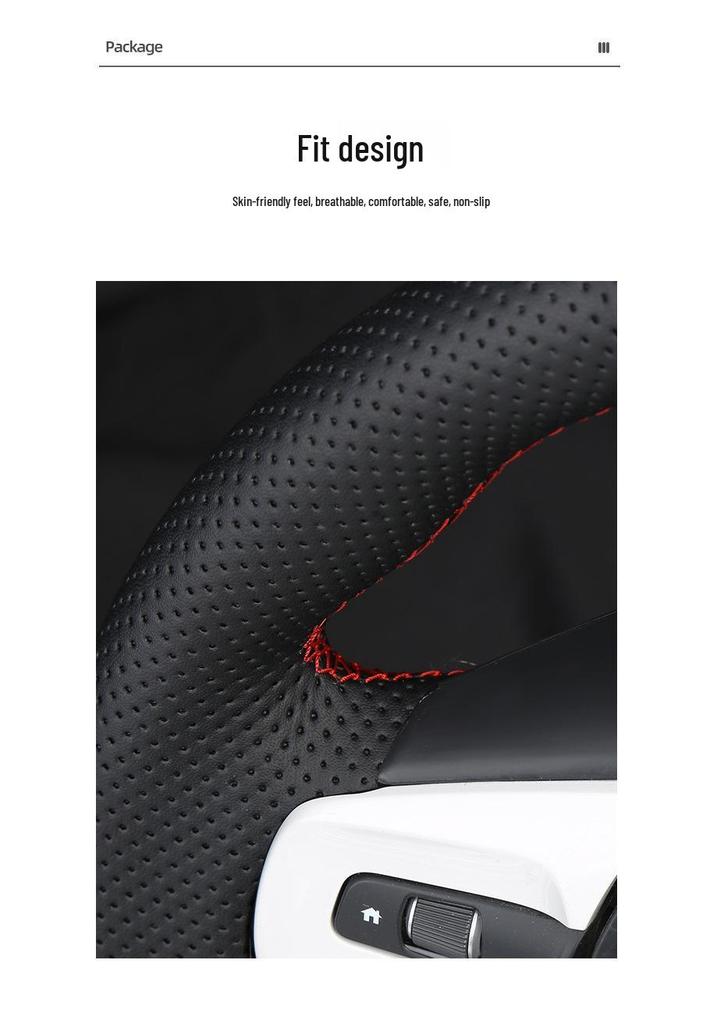 Genuine Leather Hand-Stitched Steering Wheel Cover for Honda Civic, Accord, CRV, HR-V, Fit, and Guandao Models