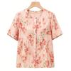 Camicetta Estiva Floreale Taglie Forti da Donna, Manica Corta Casual (3XL-7XL)