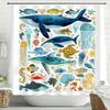 Cartoon Blue Sea Dolphin Underwater World Printed Shower Curtain, Bathroom Shower Curtain, Home Decorative Curtain With Hooks