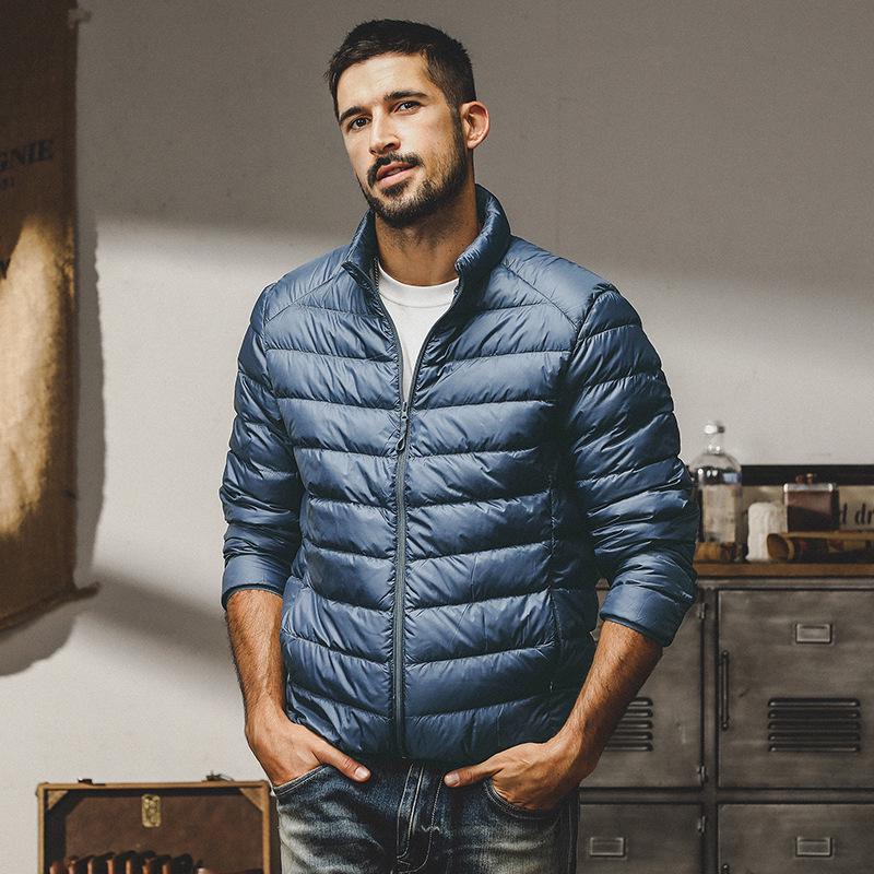 Men's Lightweight Down Jacket - Portable, Anti-static, Winter Hooded for Hiking, Travel, and Mountaineering