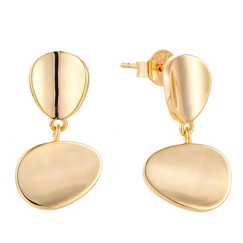 Elegant S925 Sterling Silver 14K Gold-Plated Irregular Dangle Ear Cuffs for Women 925 Sterling Silver