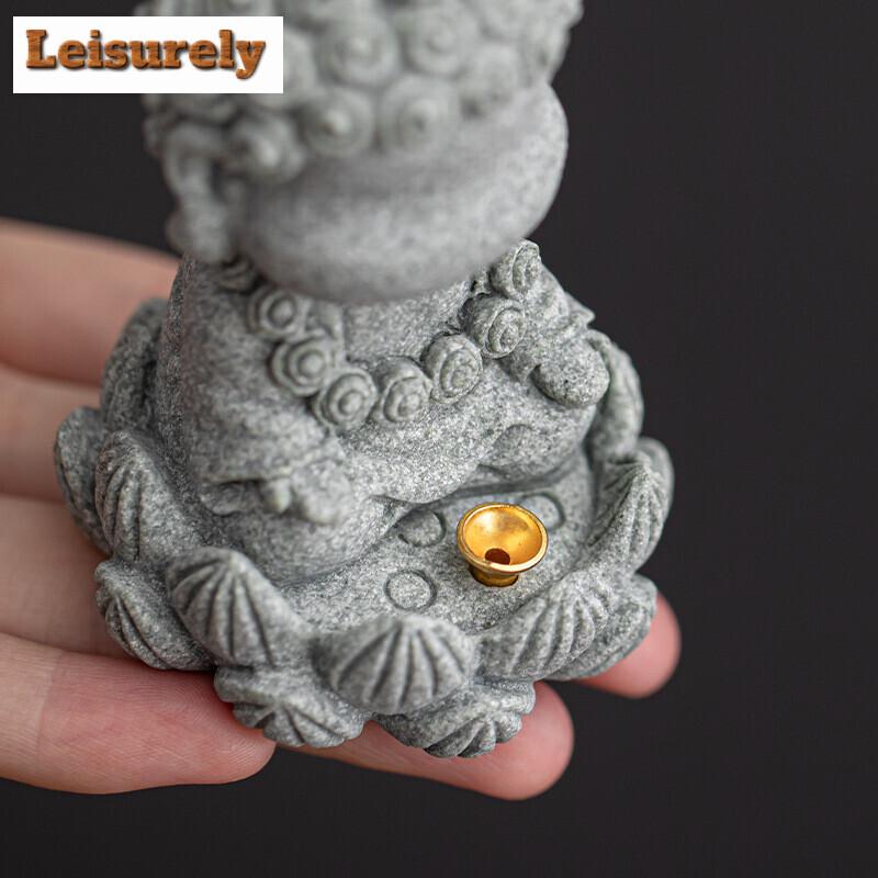 Chinese Green Sand Stone Incense Burner Four Not Small Buddha Fragrance Insert Decoration Office Desktop Aromatherapy Holder