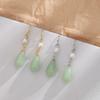 Vintage Ear Ethnic Decorations Copper Earrings With Exquisite Pearl And Tianshan Jade Flower Lotus