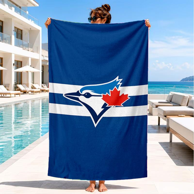 Blue Jays Logo Strandtuch, Mikrofaser-Strandtuch, Perfekt für Pool, Strand, Reisen, Heimdekoration, Strandparty-Fanartikel