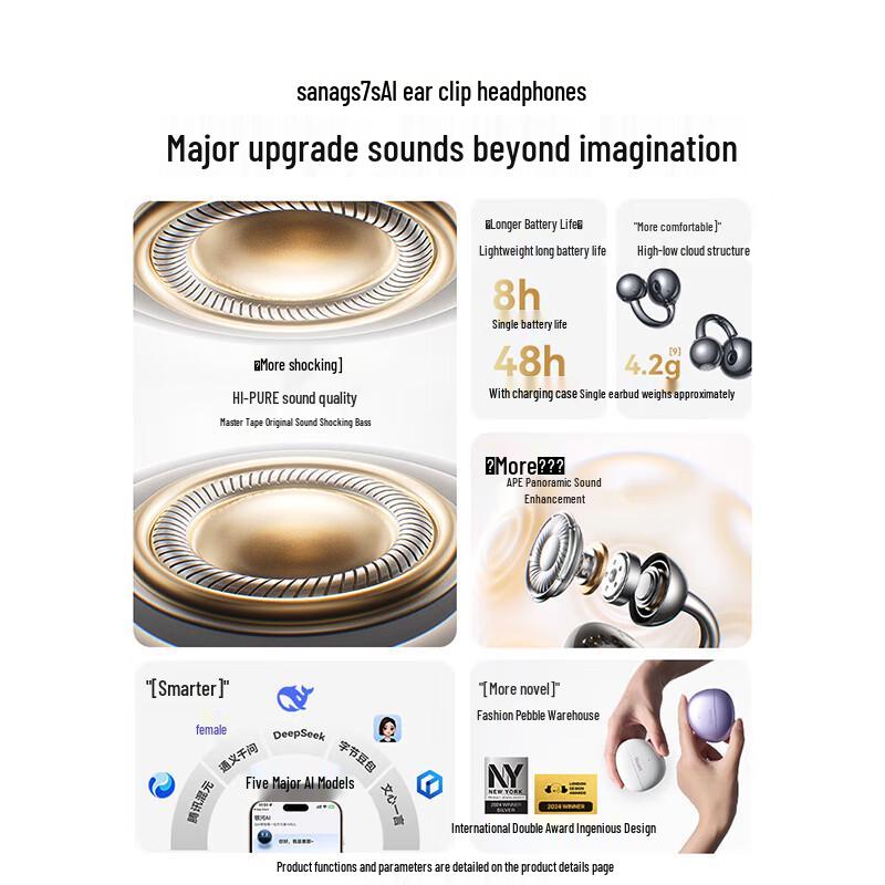 Saina S7S AI Open-Ear Clip Bluetooth Sport Headphones