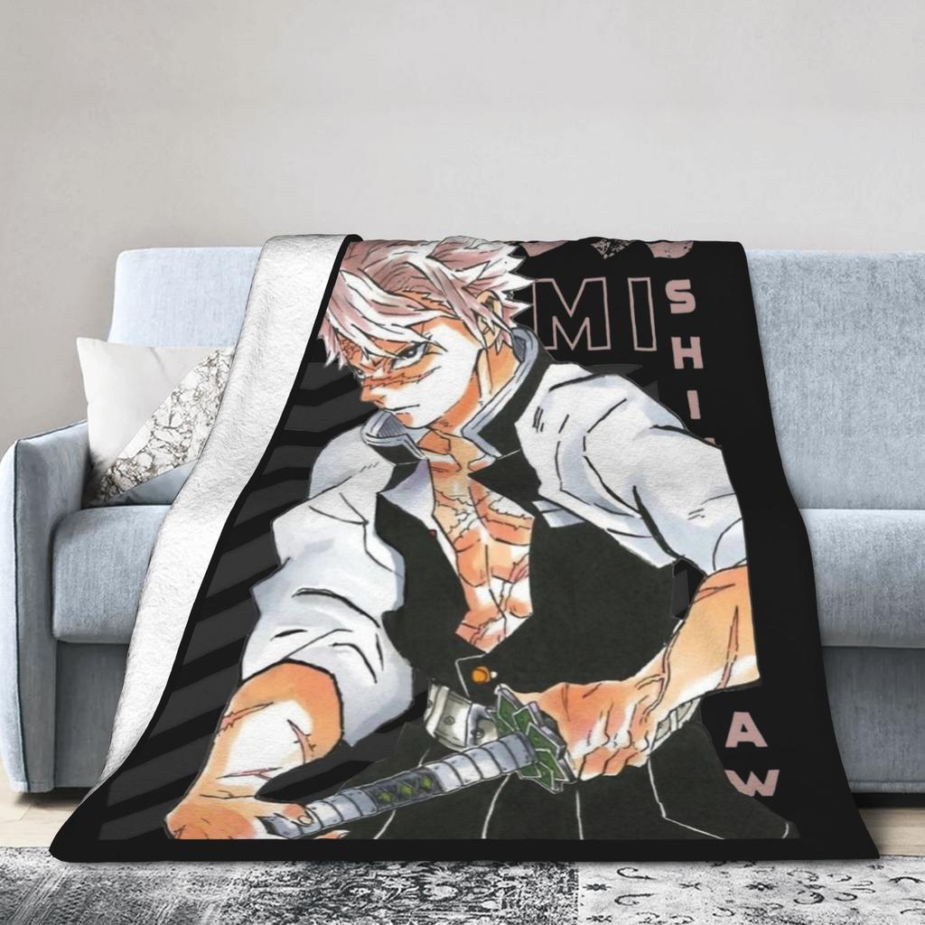 Sanemi Shinazugawa Dämonentöter Decke Samt Winter Atmungsaktive Leichte Überwurfdecke für Sofa Büro Teppich Stück