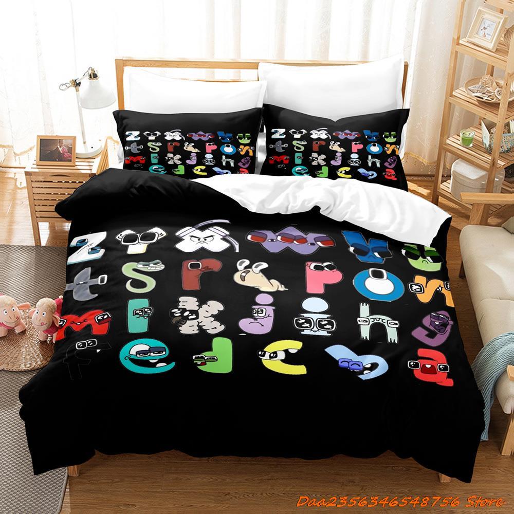 Comforter 26 Alphabet Lore Bedding Set Cartoon Anime Three-Piece Set Adult Kid Bedroom Duvet Sets Enlightenment 3D Print Kawaii