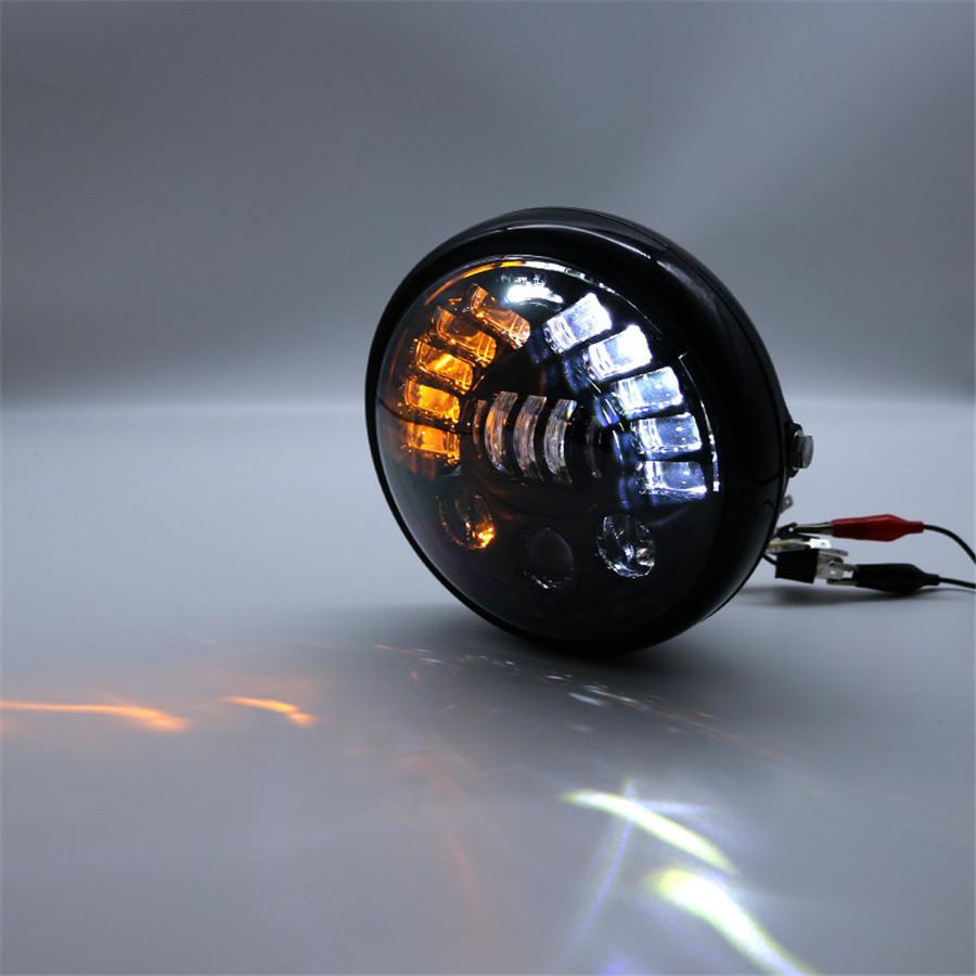 7 Inch Round LED Headlight with Headlight Shell Housing Hi/Lo Beam Projector Motor 7" Round Headlamp