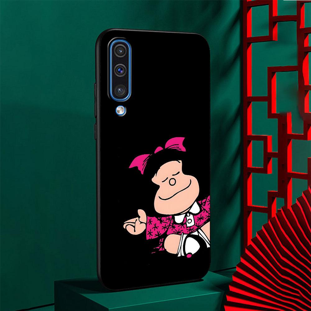 Cute Mafalda Case for Samsung Galaxy A10s A50 A50s A02s A03s A20 A30 A20e A70 A70s A20s A30s A10 A40 A04 A04s Black Phone Cover