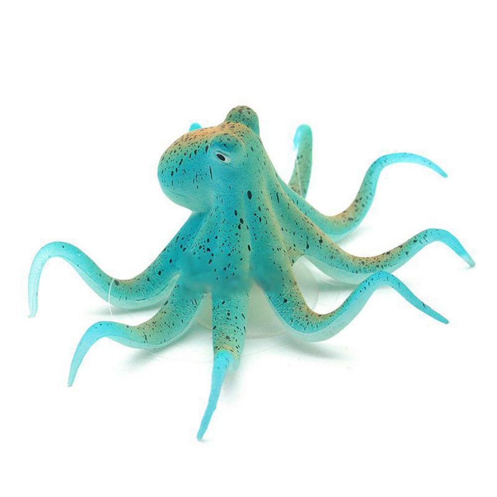 Silicone Simulation  Fluorescent  Octopus Fishbowl Decoration Adjustable Suction Cups Artifical Marine Animal Aquarium Ornament