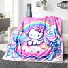 1 Stück Hello Kitty, Regenbogen-Decke Leichte Flanell-Kuscheldecke für Sofa Bett Reise Camping Wohnzimmer Büro Couch Sessel