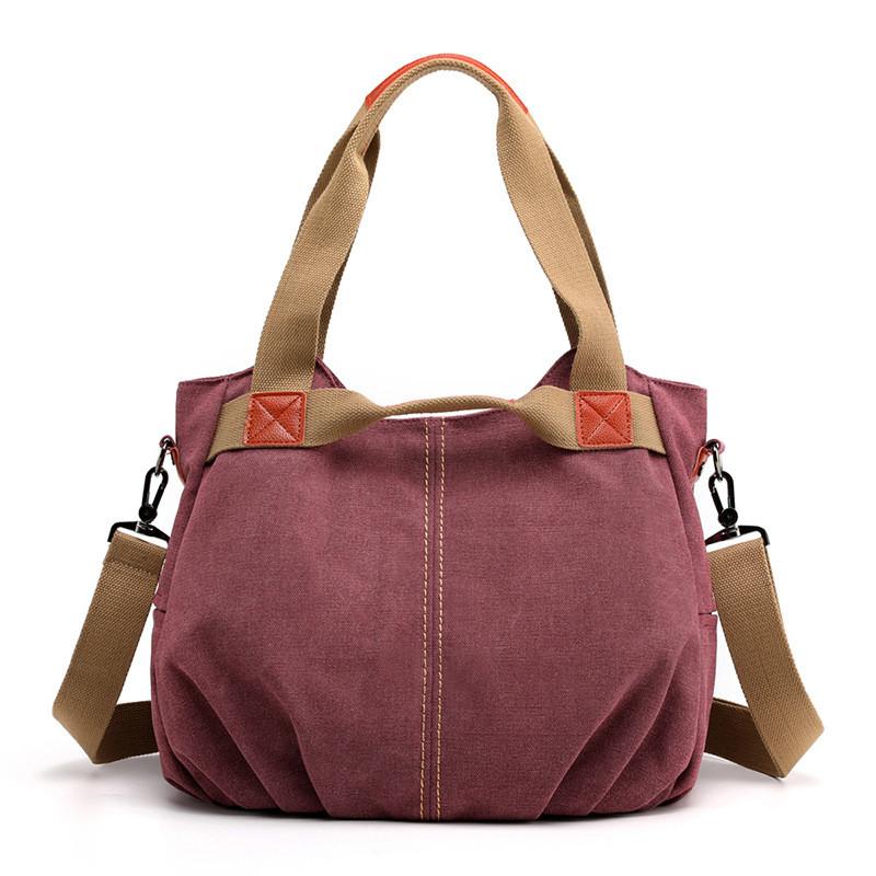 Borsa a tracolla in tela vintage da donna, ad alta capacità e dallo stile semplice, per l'uso quotidiano