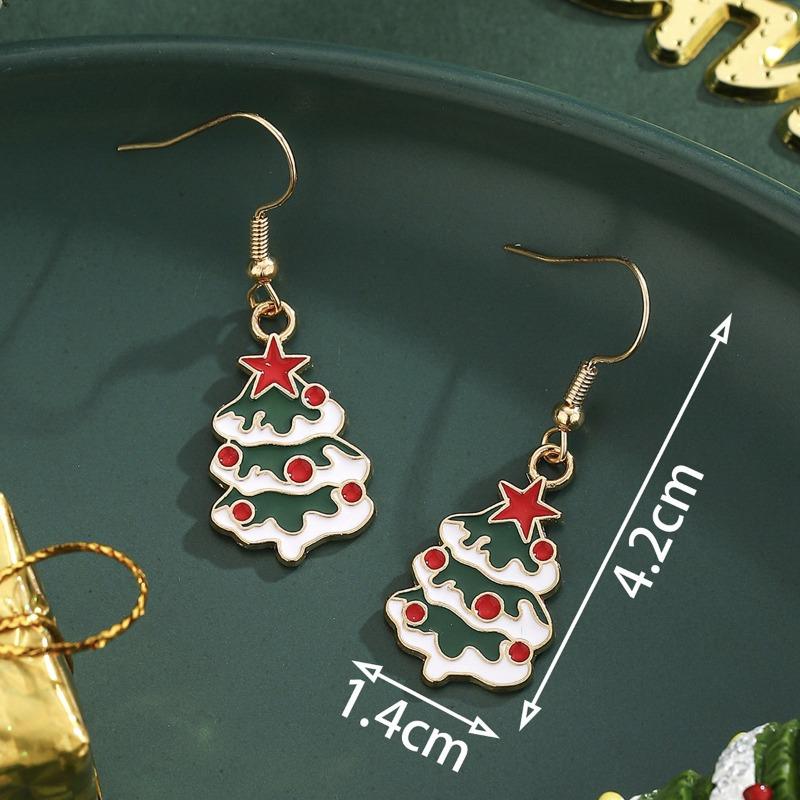 Personalized Jewelry Christmas Alloy Stud Earrings Christmas Hat Elk Point Diamond Christmas Tree Gingerbread Man Earrings