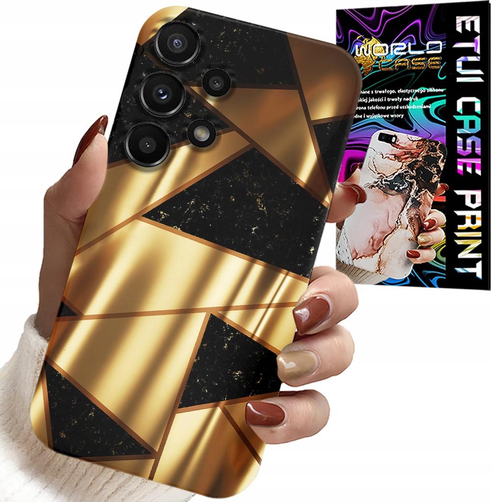 Etui Do Samsung Galaxy A13 4G - Złote Eleganckie Wzory + Folia Hydro