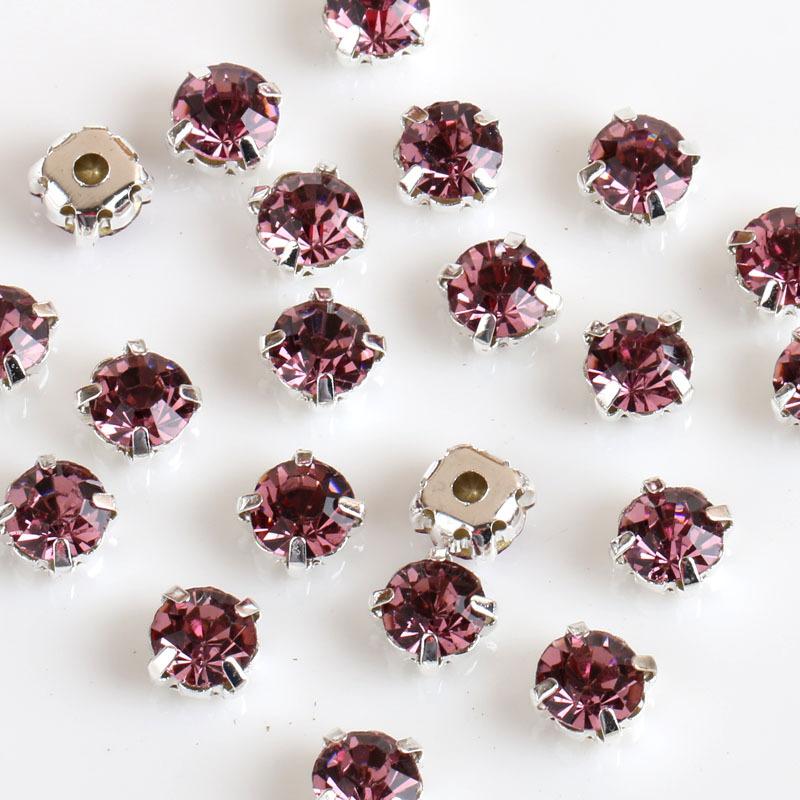 1440pcs Glass Flatback Round Rhinestones with Nickel-Free Metal Base Eco-Friendly Sew-On Stones for Shoes Garments Bags & Hats