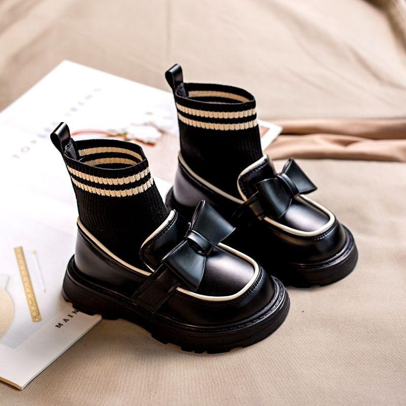 

Girls Flat Shoes Round Toes Fashion for Kids Leather Shoes with Simple Bows 2025 Brand New Children Princess Shoes Soft Bottom 26