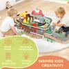79 Piece Wooden Train Set, Kids Train Track Mine Themed with Crane, Helicopter