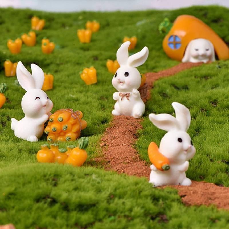 Lovely Carrot Rabbit House Mini Garden Ornament Craft Resin Figurine