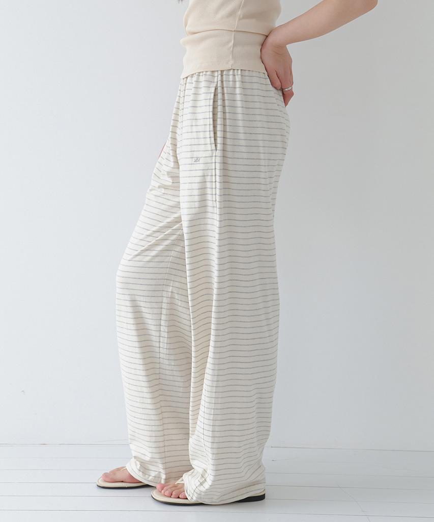 LAMINEZ Lumi Stripe Easy Pants - Ivory
