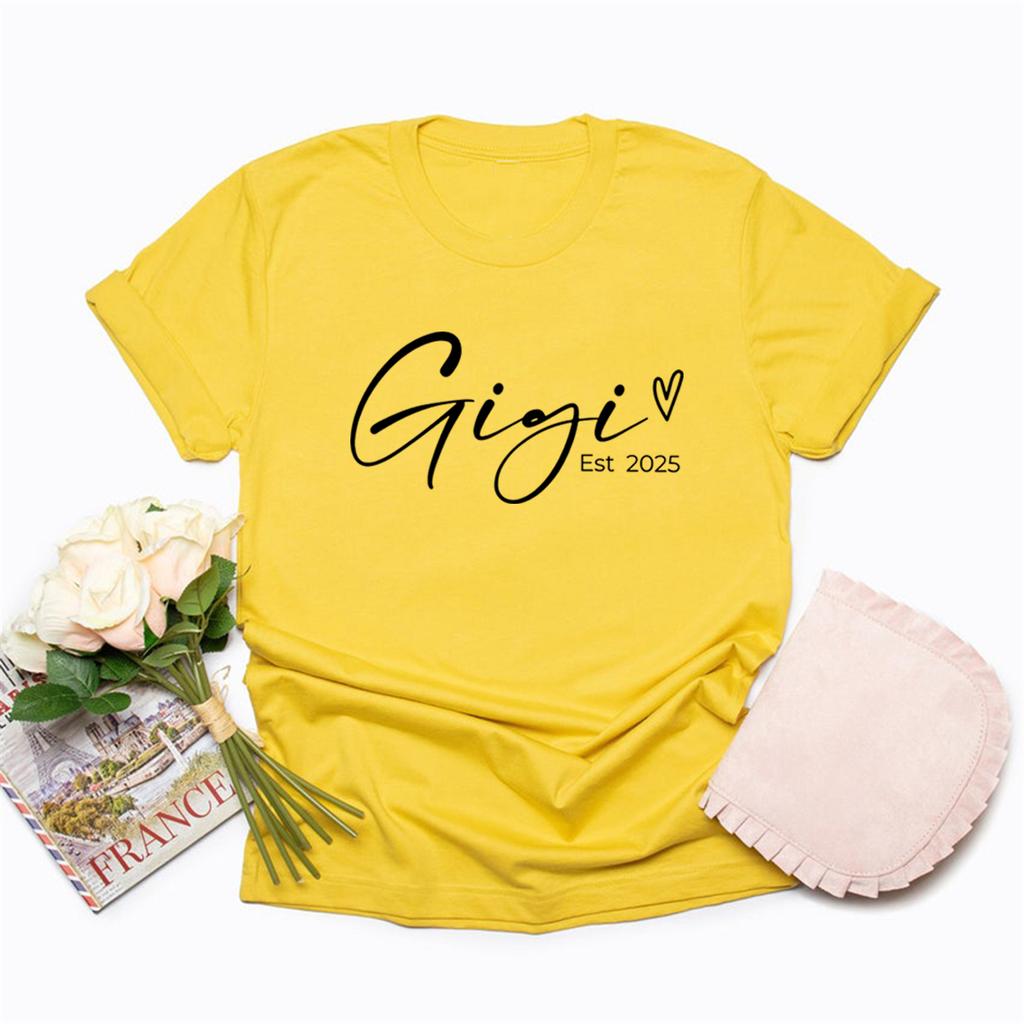 Personalized Gigi Est T Shirt Mothers Day Gift Women's Graphic T Shirts Short Sleeve Casual Tshirt Grandma T-Shirts Female Tops