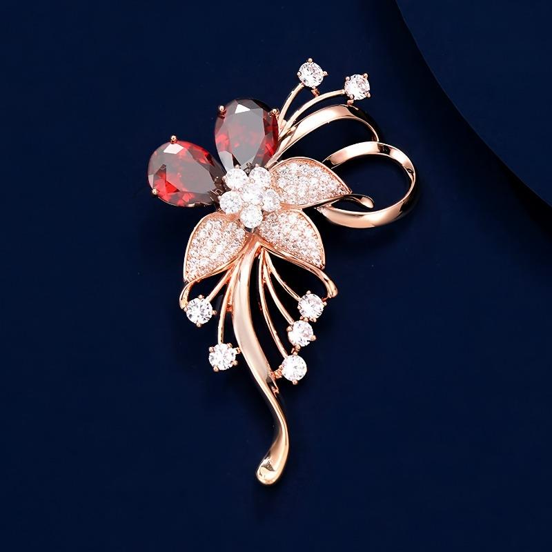 The "Brocade Flower Brooch" Features A Light Luxury Crystal Brooch Design and A Niche Anti-glare Pin