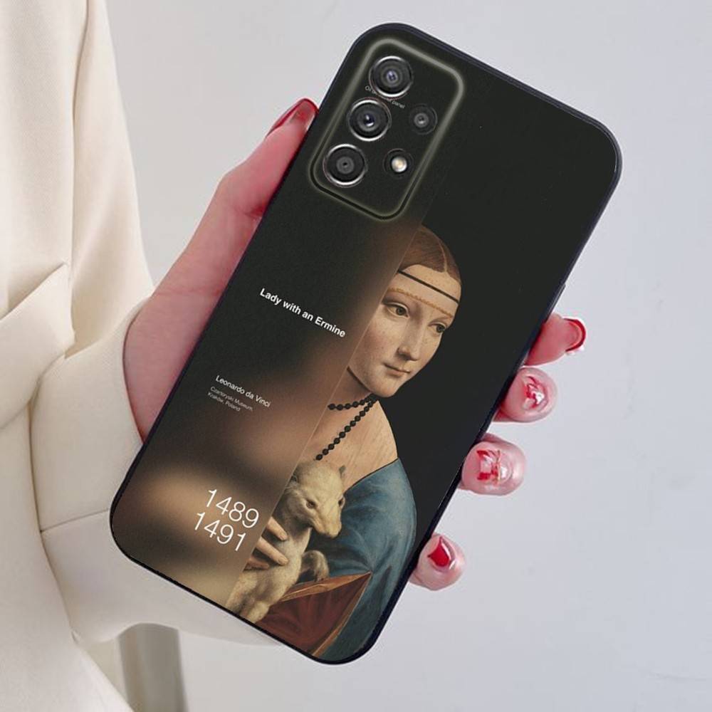 L-Leonardo da Art Vinci Phone Case For Samsung S24,21,22,23,30,Ultra,20,Plus,Note,10,9,Black soft silicone case