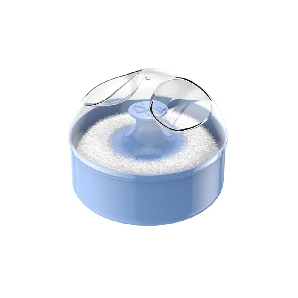With Container Case Powder Puff Cotton Wool Blue Green Pink Empty Loose Powder Box Body Cosmetic Powder Puff синий