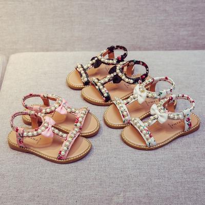 Lurryly Summer Toddler Infant Kids Baby Girls Bowknot Pearl Princess Thong Sandals Shoes