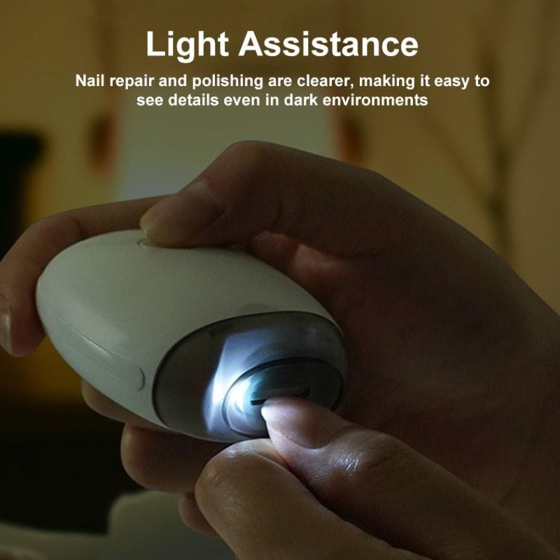 Aparador de Unhas Elétrico Recarregável Tecnologia Sem Dor Cortador Automático de Unhas das Mãos e Pés com Luz LED Entrada para Lixa