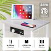 Narrow Nightstand W/ Charging Station - 2-Tier Light Maple White Bedside Table, USB Ports & Outlets + Storage Shelf