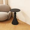Scandinavian Style Wrought Iron Round Table - Cream White Accent Table for Living Room or Sofa Side, Minimalist & Modern