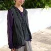 Canottiere da donna stile cinese tinta unita con bottoni primavera vintage gilet larghi da donna