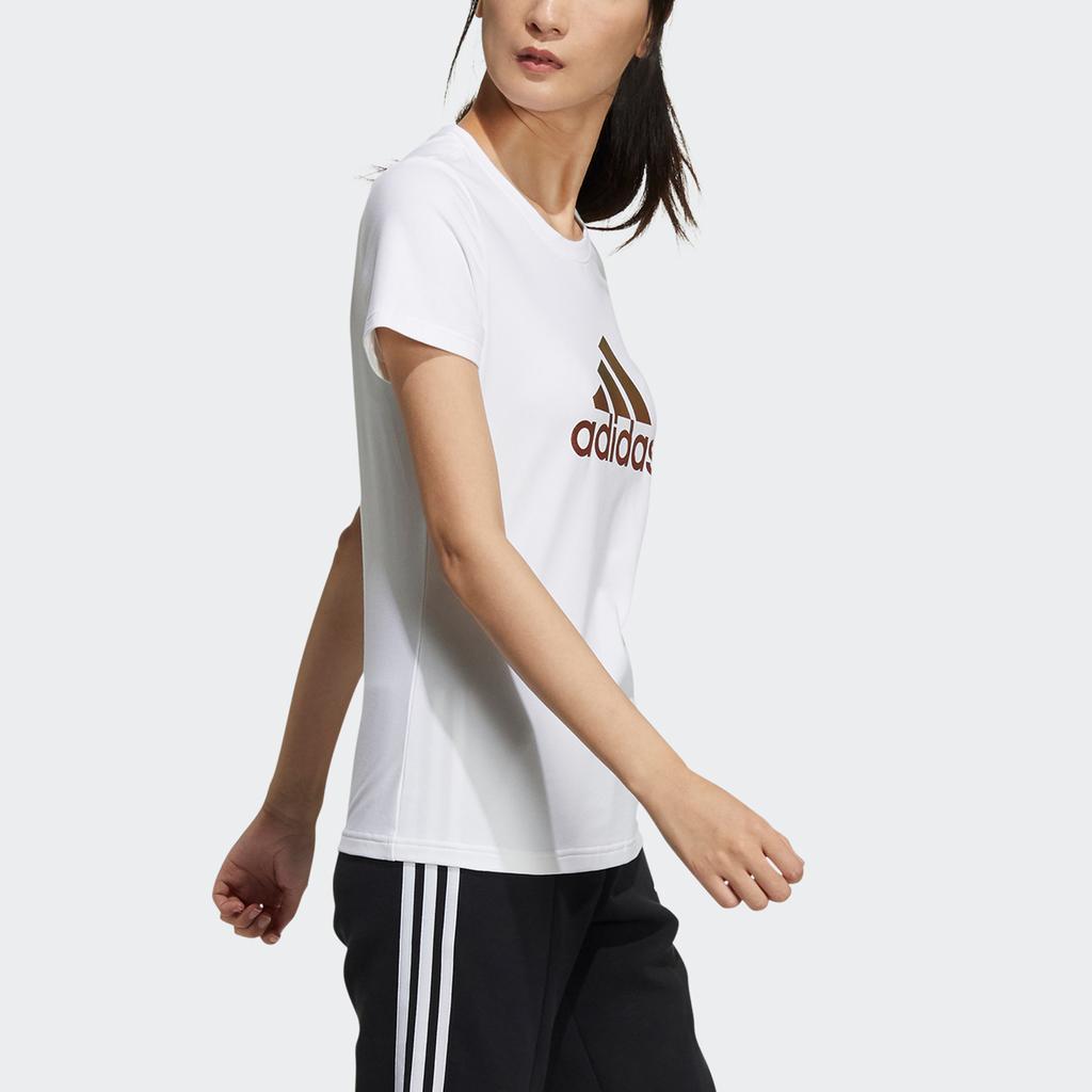 adidas Fi Tee Foil Logo Print Sports Short Sleeve T-Shirt Women Tops White GP0683