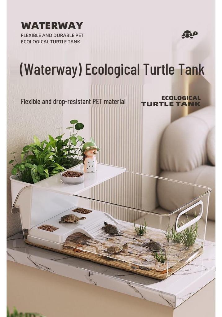 Home Ecological Turtle Tank with Sunning Platform - Suitable for Brazilian Turtles, Available In Large and Small Sizes