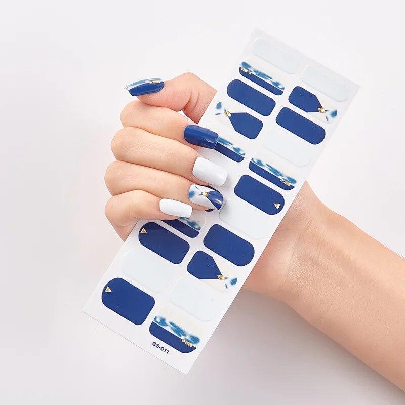 Baking Free Fashionable Blue Diamonds Nail Art Stickers Collection Manicure DIY Nail Polish Strips Wraps for Party Decor