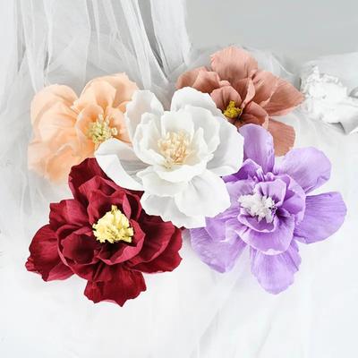 3 pçs flores de papel crepe 3d efeitos visuais realista criar atmosfera papel aniversário pano de fundo flor artesanato suprimentos de casamento