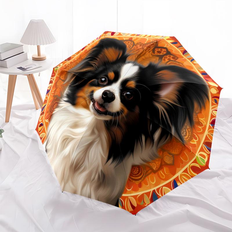 

1 PC Automatic Folding Umbrella - Papillon Pattern, Portable & Foldable Design with 8 Ribs, Christmas Birthday Gifts