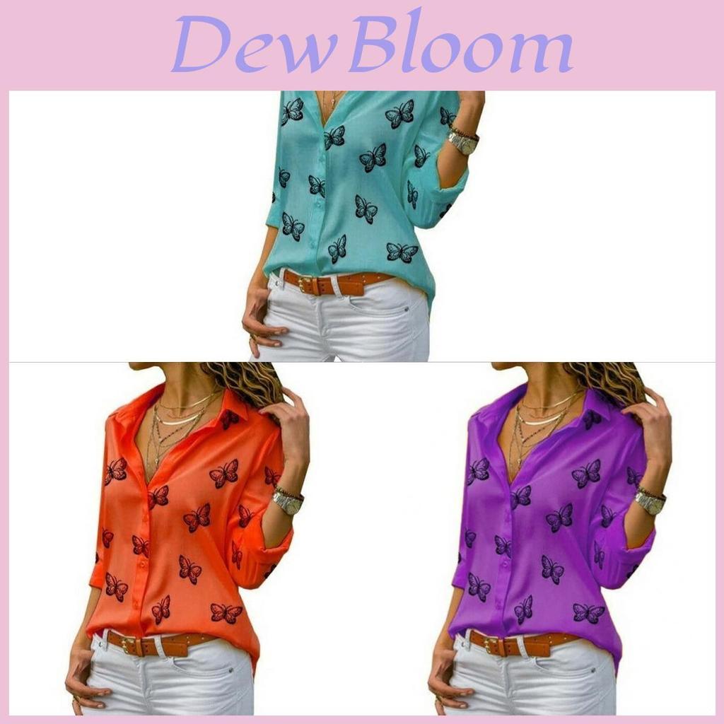 Cotton Butterfly Print Shirt With Spliced Design For Office Wear