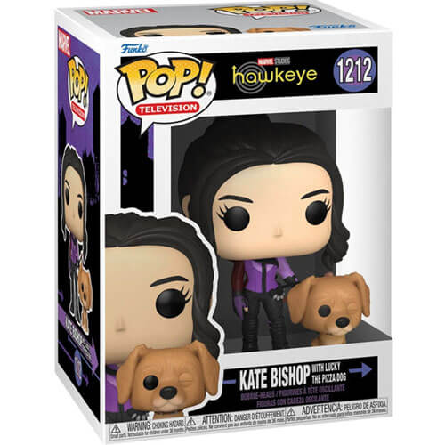 Hawkeye Kate Bishop și Lucky the Pizza Dog Pop! vinilin