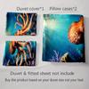 Octopus underwater scene. Bedding Duvet cover sets Duvet covers Pillowcases gifts (1 * Duvet Cover 2 * Pillowcases, without duvet insert)