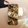 Gold US Dollar Banknote Print Design Phone Case For iPhone 16 15 14 13 12 11 Pro Max X XS XR 15 Plus 16e Silicone Soft Cover