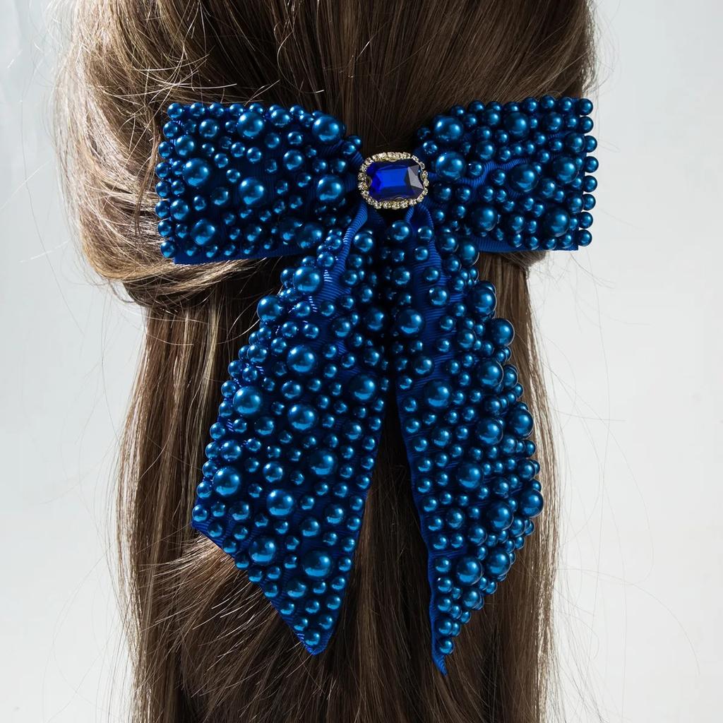 1pc Elegant Bow Hair Band Imitation Pearl Sweet Romantic Hair Clip Exquisite Gift Fashionable Women's Jewelry Hair Accessories