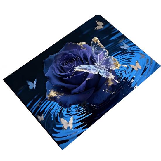 Yousheng 3D Rose Bathroom Rug Realistic Rose And Butterflies Floor Mat Absorbent Non-Slip Rug for Entrance Kitchen Bedroom Living Room