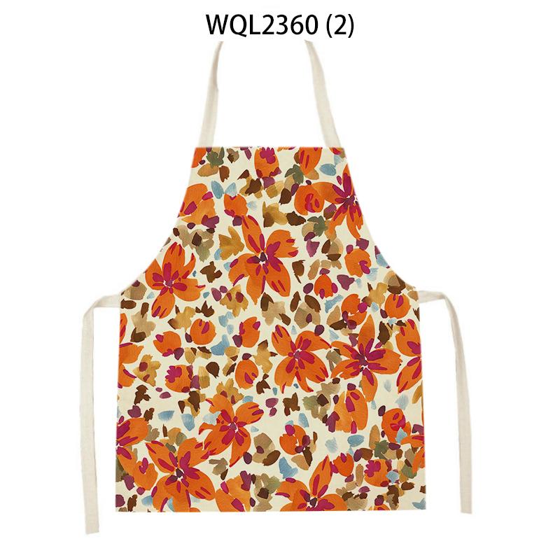 Flowers Pattern Kitchen Sleeveless Aprons Linen Bib Household Men Women Antifouling Clean Cooking Baking Waist Bib