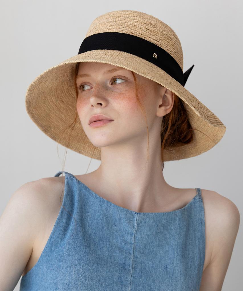 Tatiana Anvely Natural Raffia Ribbon Cloche Hat Ht8191 Black